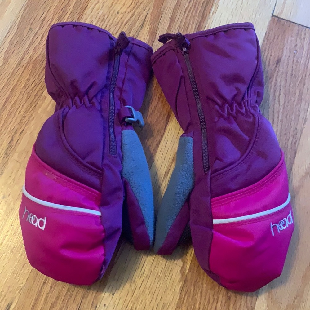 Head Jr snow ski mittens kids girls youth size small zipper winter